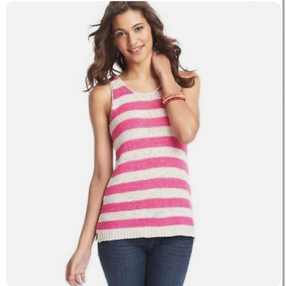 LOFT Knit Tank Top Striped Size Medium - Picture 2 of 6